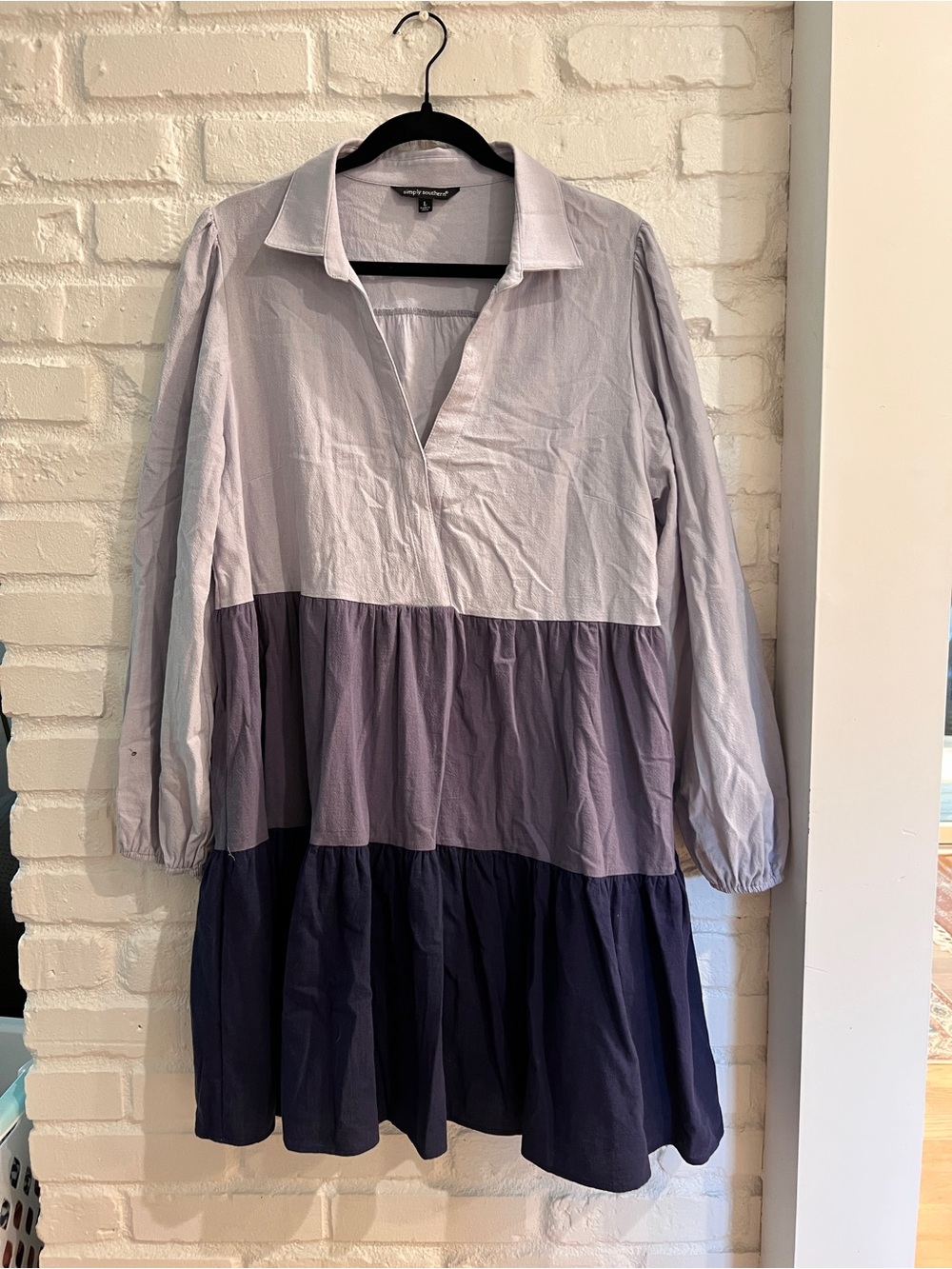 Simply Southern Blue Buttonless Tiered Dress